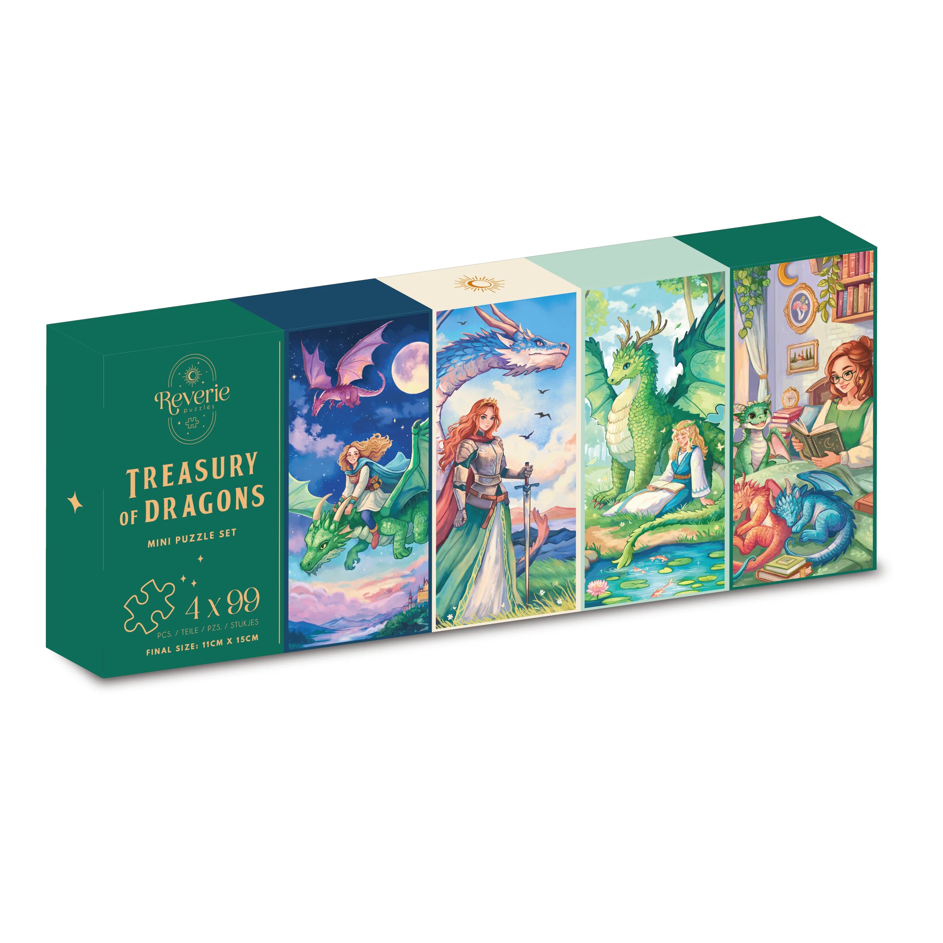 Treasury Of Dragons - Reverie Puzzle - 4 x 99 Piece Mini Puzzle Set