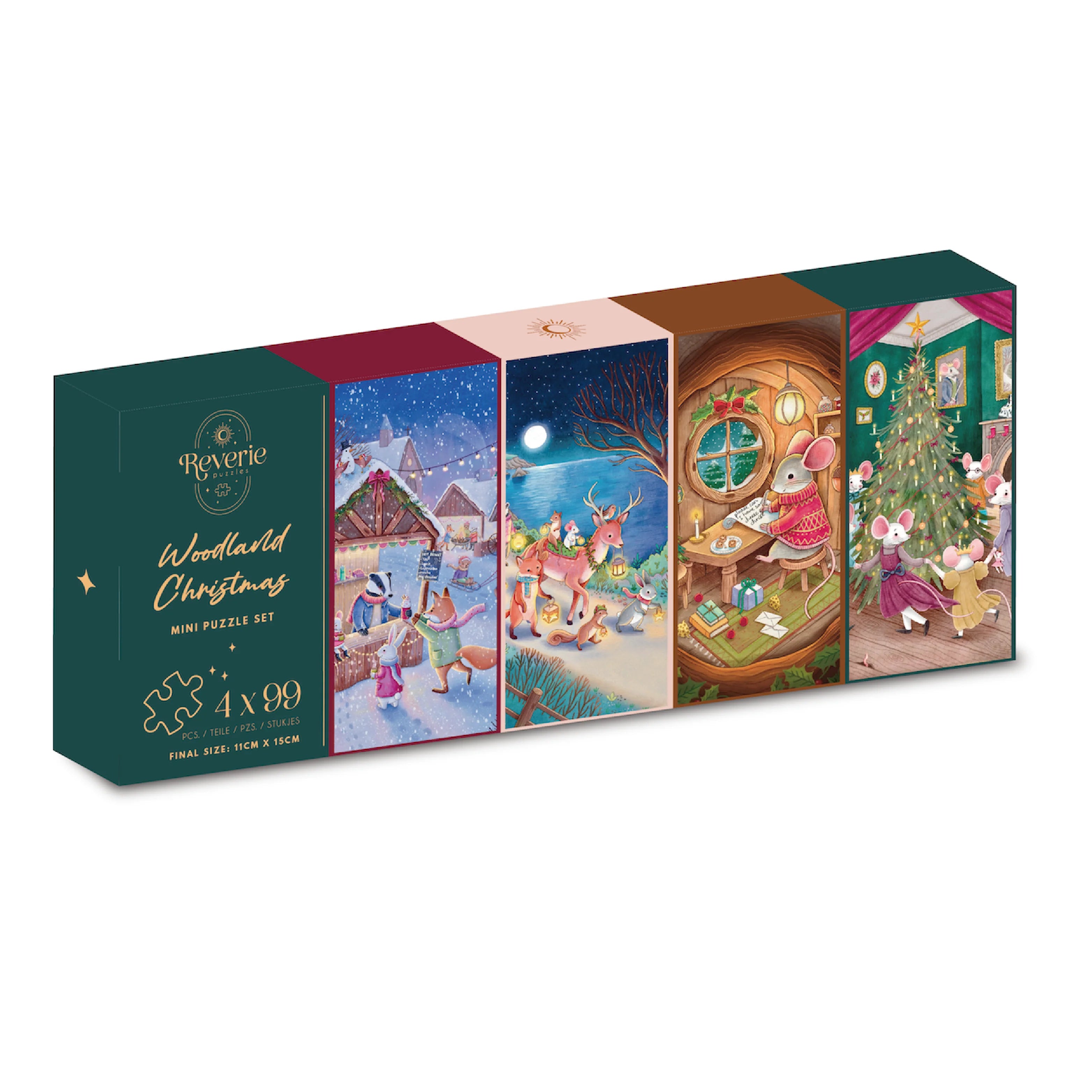Woodland Christmas - Reverie Puzzle - 4 x 99 Piece Mini Puzzle Set